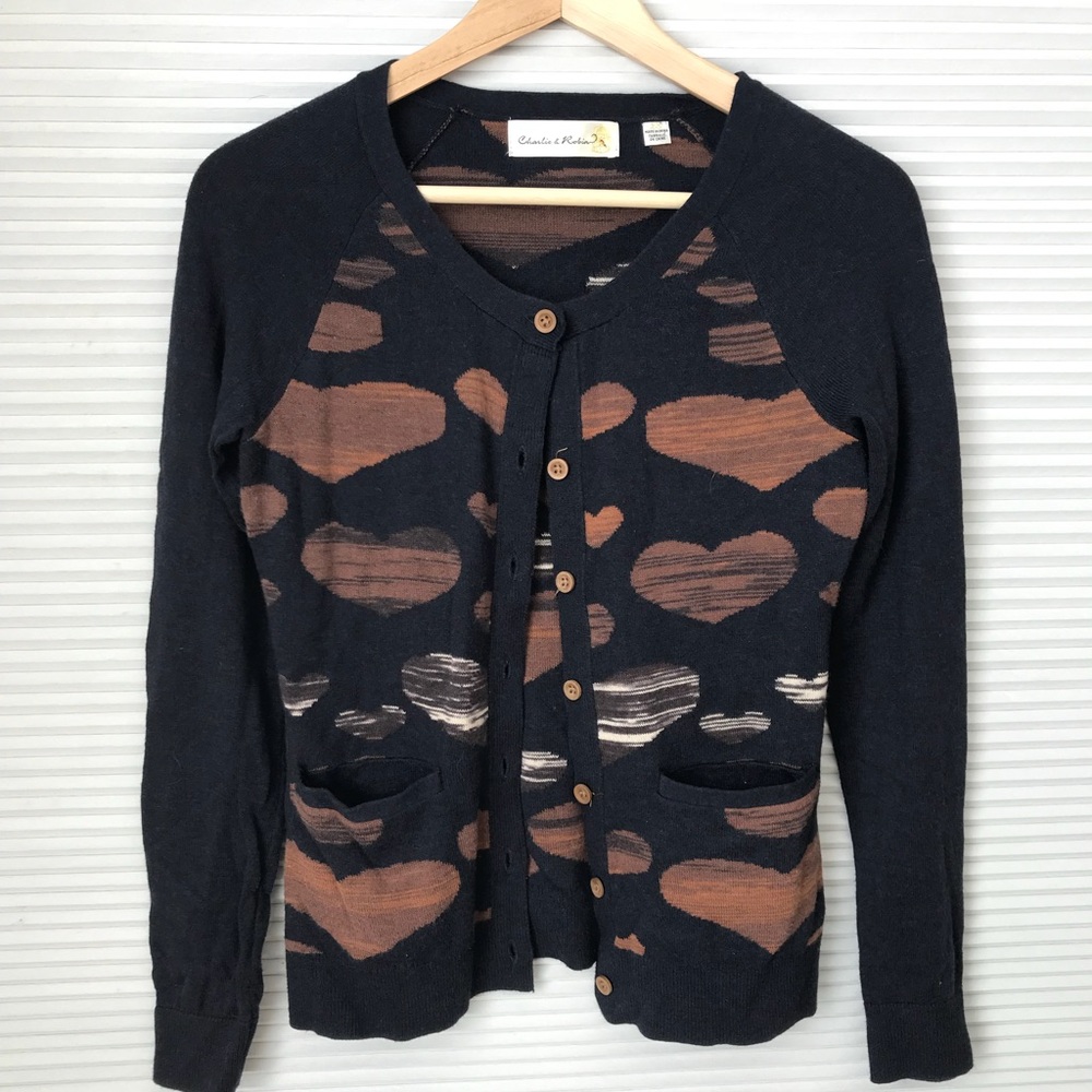 Anthropologie Charlie and Robin heart sweater
